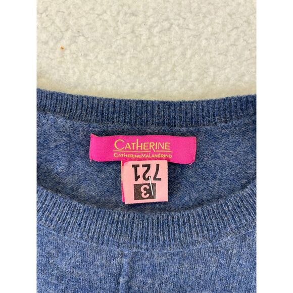 Catherine Malandrino Sweater Navy 100% Cashmere Crew Neck Long Sleeve Size Small - Picture 2 of 6
